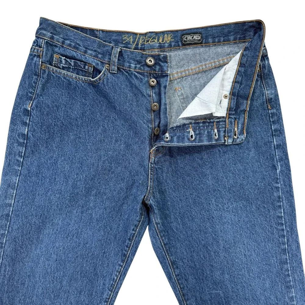 VTG C1RCA Circa 33x31* Regular Button Fly Straight Leg Men's Blue Jeans Muska‎